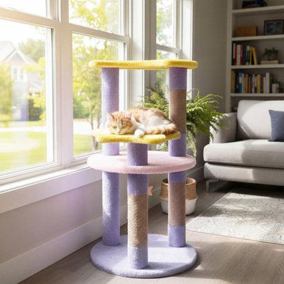 29 Inches Cute Modern Cat Tree with Star and Moon Shaped Platforms-Purple
