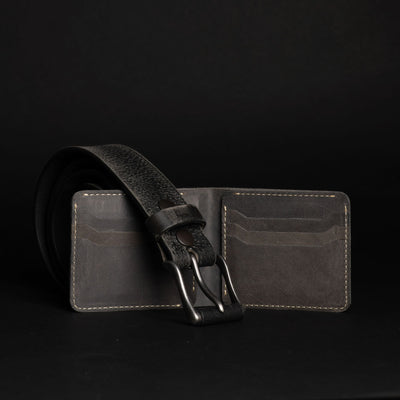 The Spartan Belt + Keystone Wallet Set - Slate Black