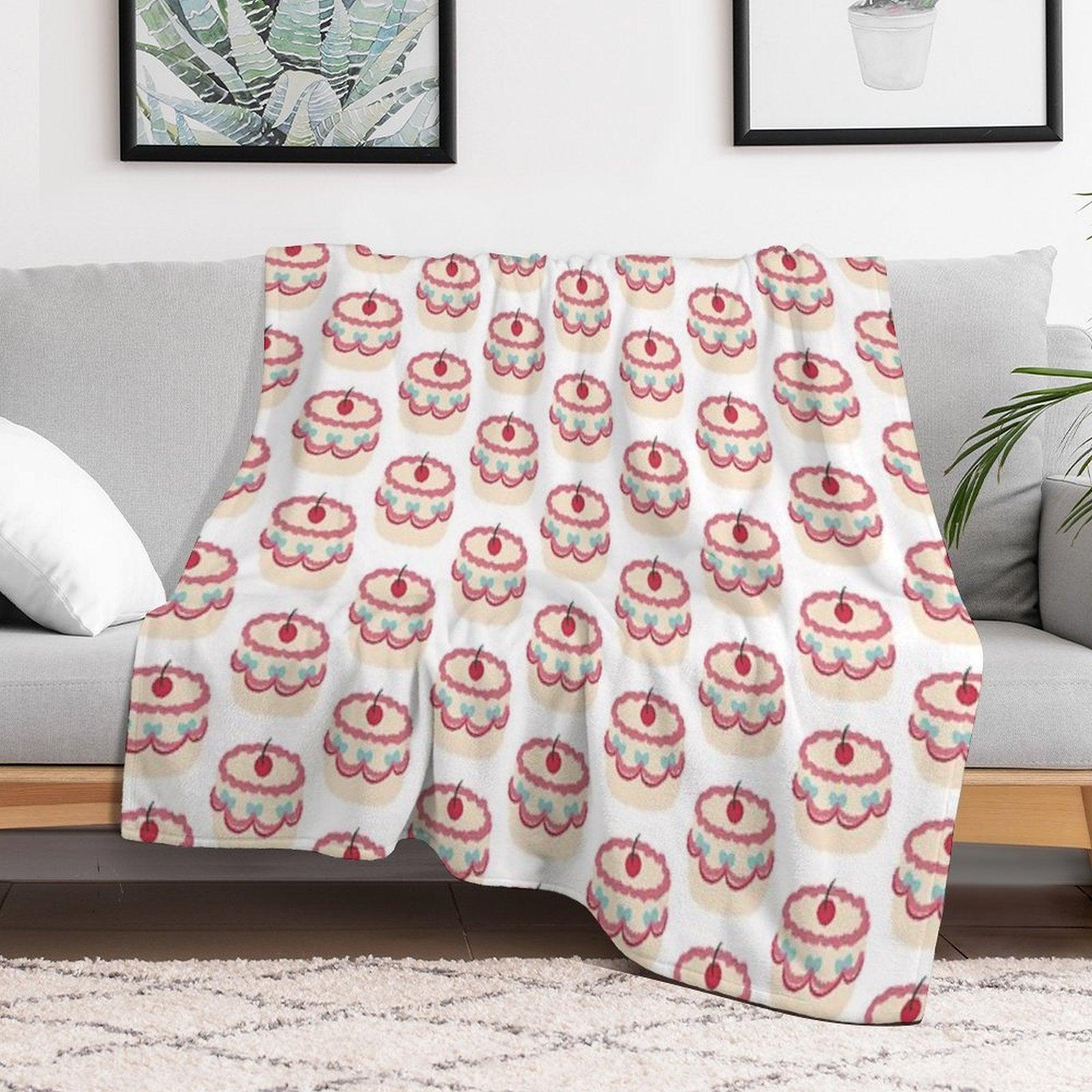 Cherry Bow Cake Throw Blanket