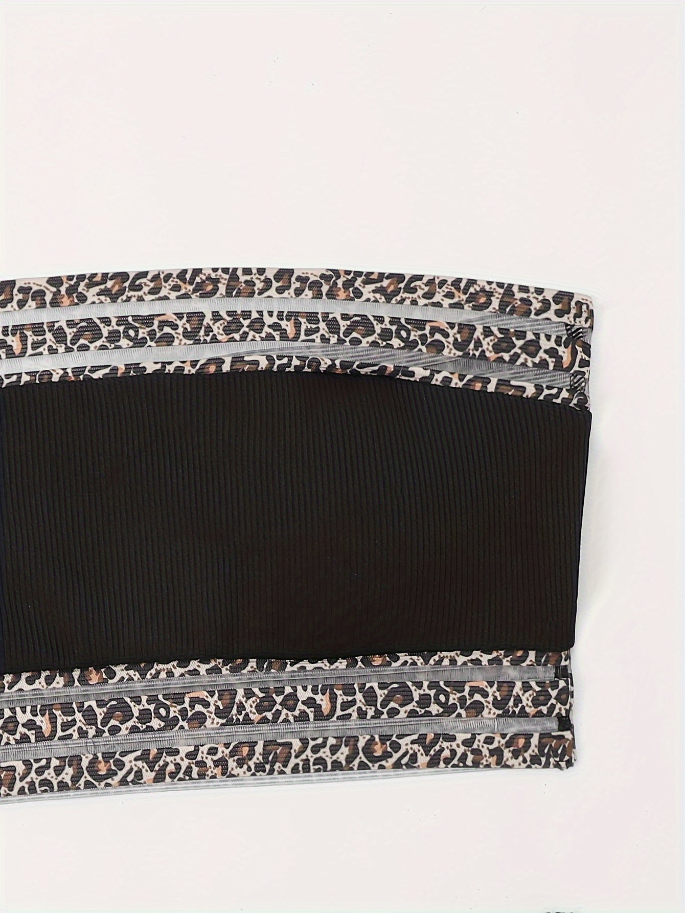 Bikini Leopard Print High Waist Bandeau 2 Piece Swimsuit for Women – Super Stretchy Bikini Set with Seductive Mesh Detail and Flattering Fit – Chic Animal Print Swimwear for Beachwear Poolside and Summer Vacations