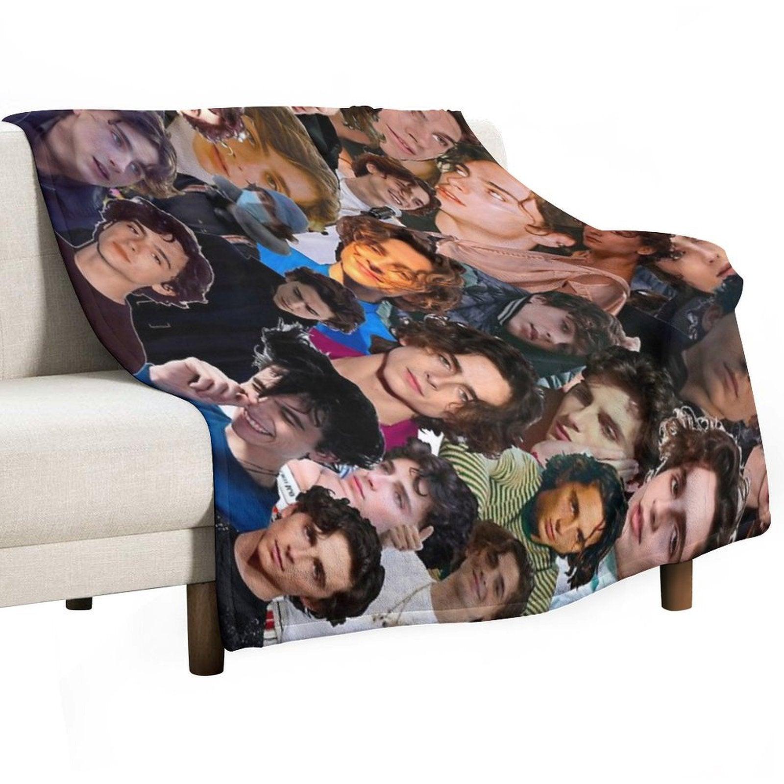 Timothée Chalamet Photo Collage Throw Blanket