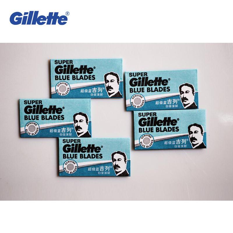 Gillette Super Blue Shaving Razor Blades For Men Stainless Steel double edge Shaver Blades (5 blades x 2 boxes)
