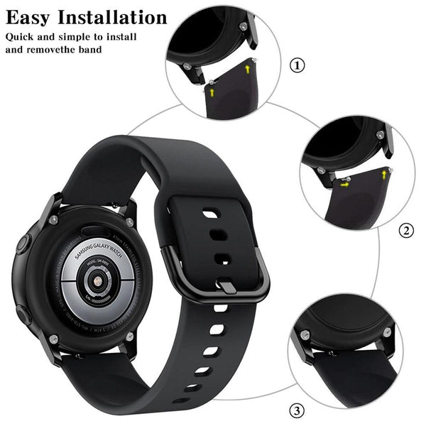 Suitable for Samsung Galaxy Watch Active2 Solid Color Silicone Strap 20/22mm Universal Strap