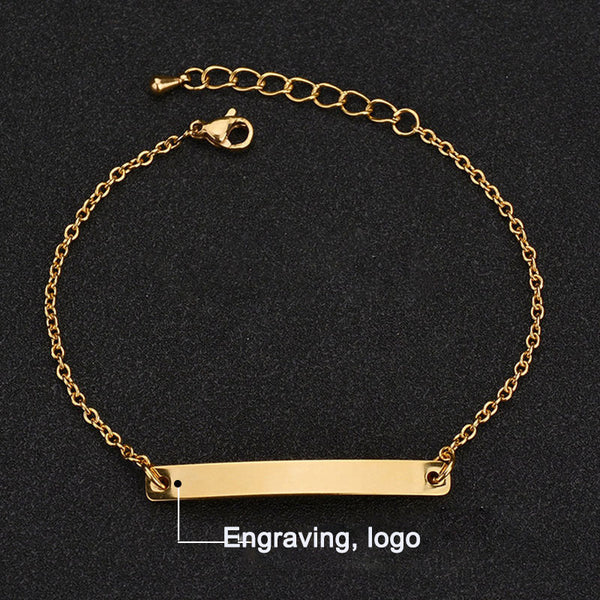 Stainless steel personalized engraved three color curved bracelet simple and personalized women's bracelet