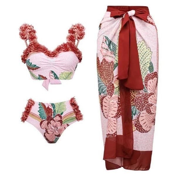 European and American conservative vacation beach hot spring swimsuit French retro one-piece bikini