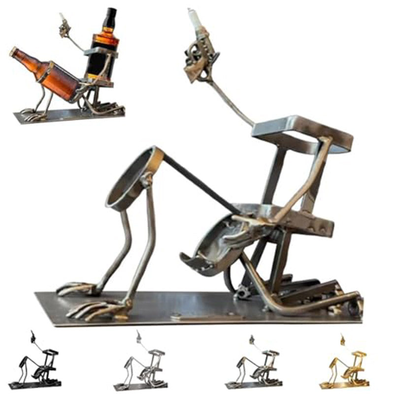 Skull 2-in-1 Bottle Stand: Holds Coke & Wine, Metal Skeleton Holder – Fun Bar Decor V.I.P Digital Presence