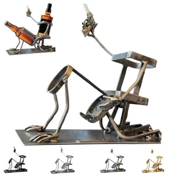 Skull 2-in-1 Bottle Stand: Holds Coke & Wine, Metal Skeleton Holder – Fun Bar Decor V.I.P Digital Presence