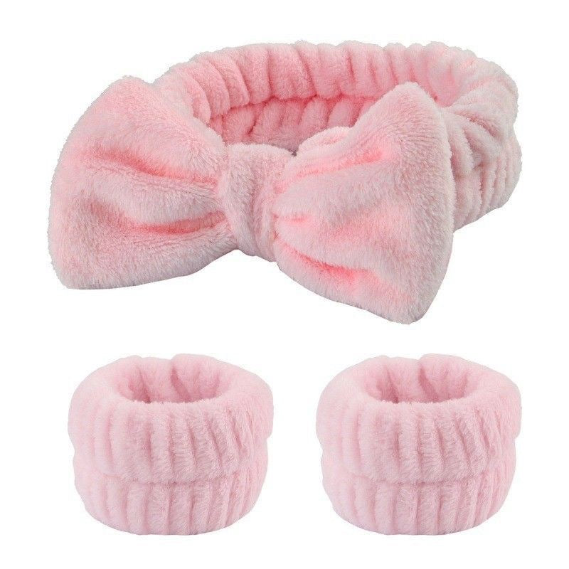 Wash face headband waterproof wrist strap set butterfly bow simple headband wrist 3-piece set