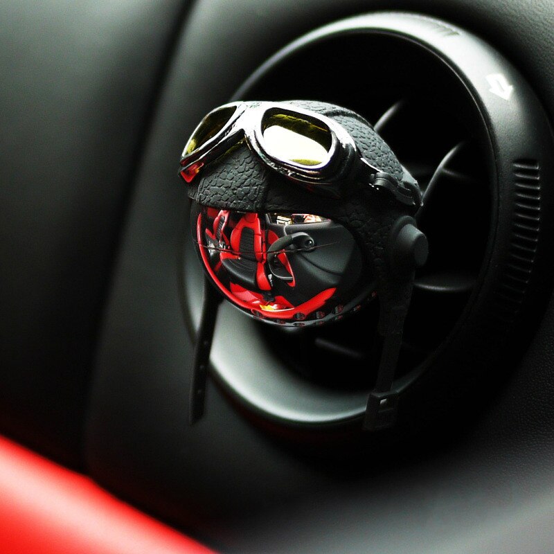 Creative Helmet Car Air Freshener Airborne Division Luxury Car Perfume Genuine Leather Strap Hanging Car Fragrance