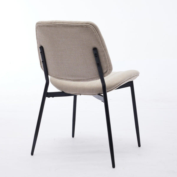 2-piece retro linen chair set with curved wooden backrest, cushioned seat, adjustable metal legs, (Beige Linen)