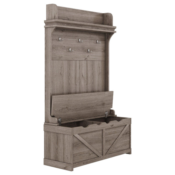 Hall tree with storage desk, entrance desk with drawers and 5 hooks, display rack,Oak