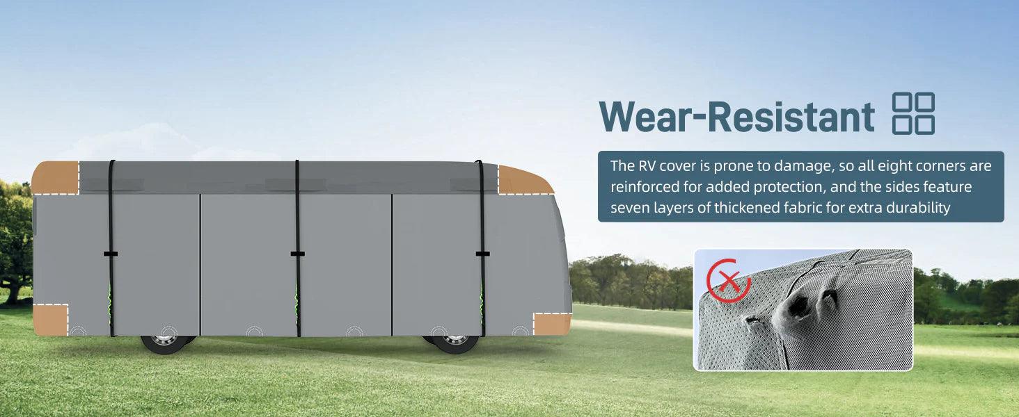 Umbrauto Class A RV Cover Upgraded Heavy Duty 7 Layers Top Windproof Breathable Class A Motorhome Camper Cover,Grey