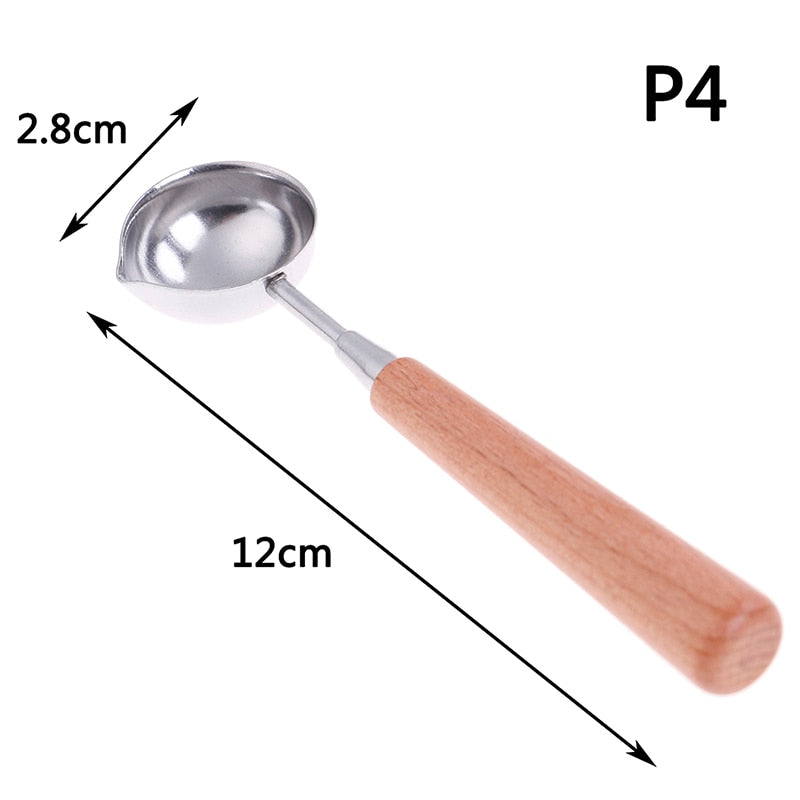Anti-Hot Sealing Wax Spoon Wood Handle Retro Wax Stamping Spoons Invitation Cards Decorative Stamps Craft