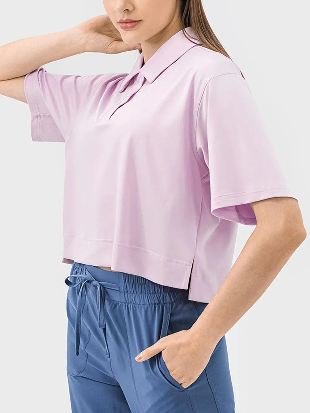 Half Button Short Sleeve Active T-Shirt