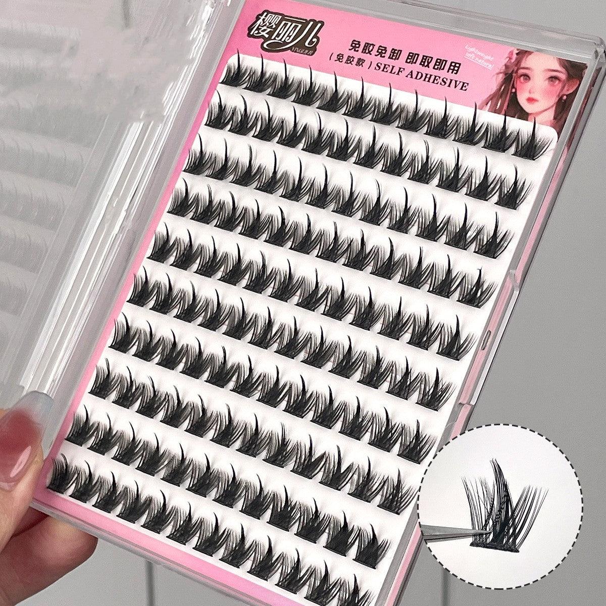 Non adhesive pure wild demon false eyelashes manga natural segmented novice simulation beginner self-adhesive eyelashes
