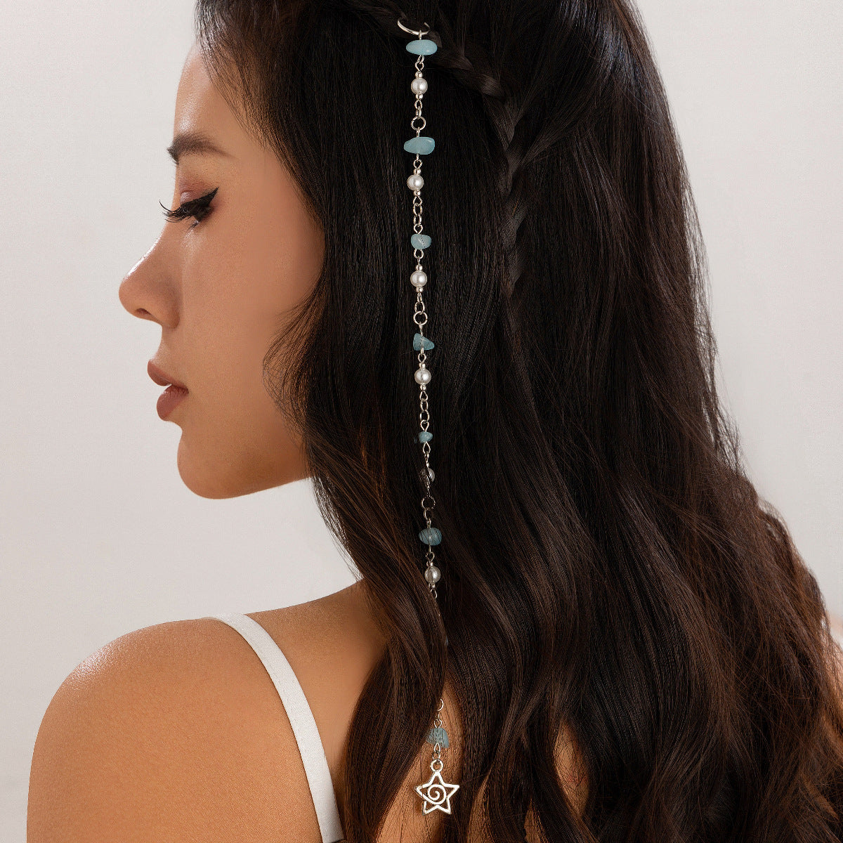 Simple and versatile fashion sense, colorful gravel braided hair with tassel headpiece and hair accessories
