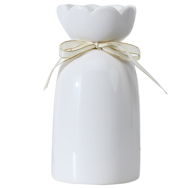 European-style creative ribbon ceramic vase dining room table dry flower arrangement table top decoration at home