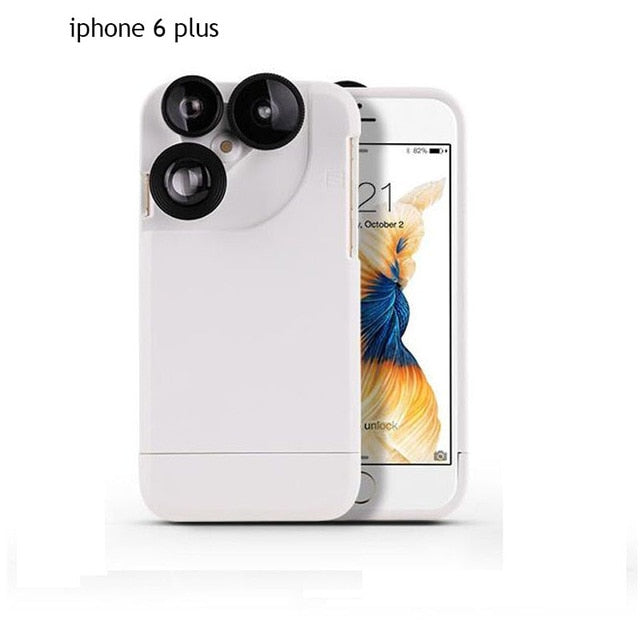 4 In 1 Telescope lense Mobile Phone Case for Iphone x 8plus 7 plus 6 plus 8 7 6s Camera lenses Outdoor Hunting