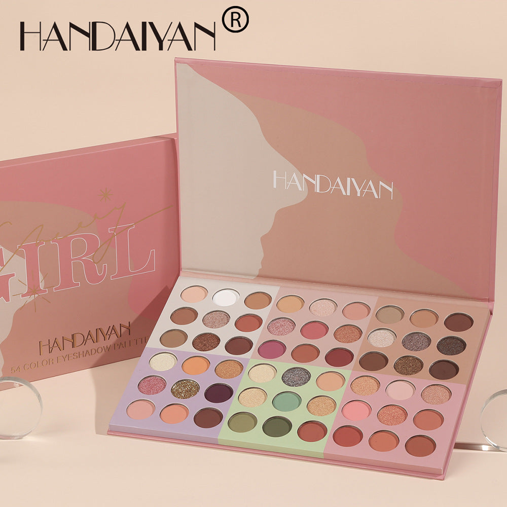 HANDAIYAN Popular 54 Color Eyeshadow Palette Earth Color Pearlescent Matte Glitter Powder Eye Shadow