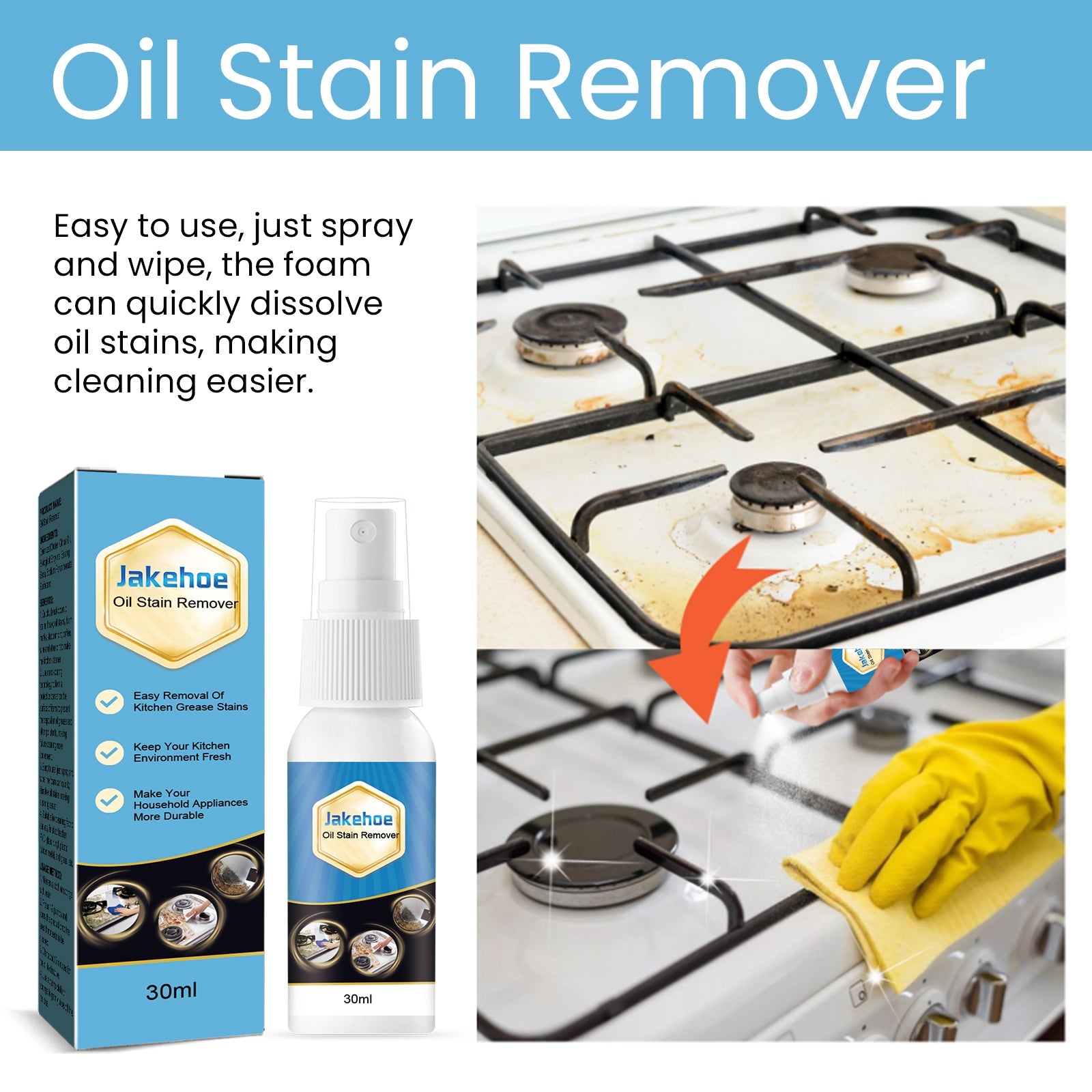 Oil Stain Remover, Kitchen Range Hood Stove Wash Basin Heavy Oil Stain Dirt Cleaner Oil Clean
