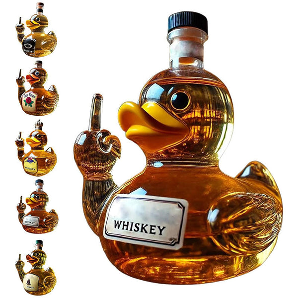10 Oz Middle Finger Duck Bottle - Funny Whiskey Duck Decanter. Great Prank Decoration for Bar, Office or Home