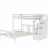 Twin over Full Loft Bed with Staircase,White