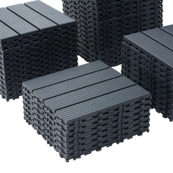 Plastic interlocking deck tiles, 44 waterproof outdoor terrace deck tiles, 12 