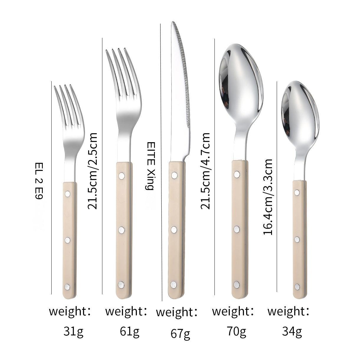 French Rivet ABS Handle Hotel Western Tableware Steak Knife Butter Knife Set