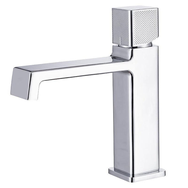 Black square single hole cold and hot countertop basin sink chrome faucet