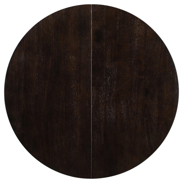 TREXM Farmhouse Round Extendable Dining Table with 16