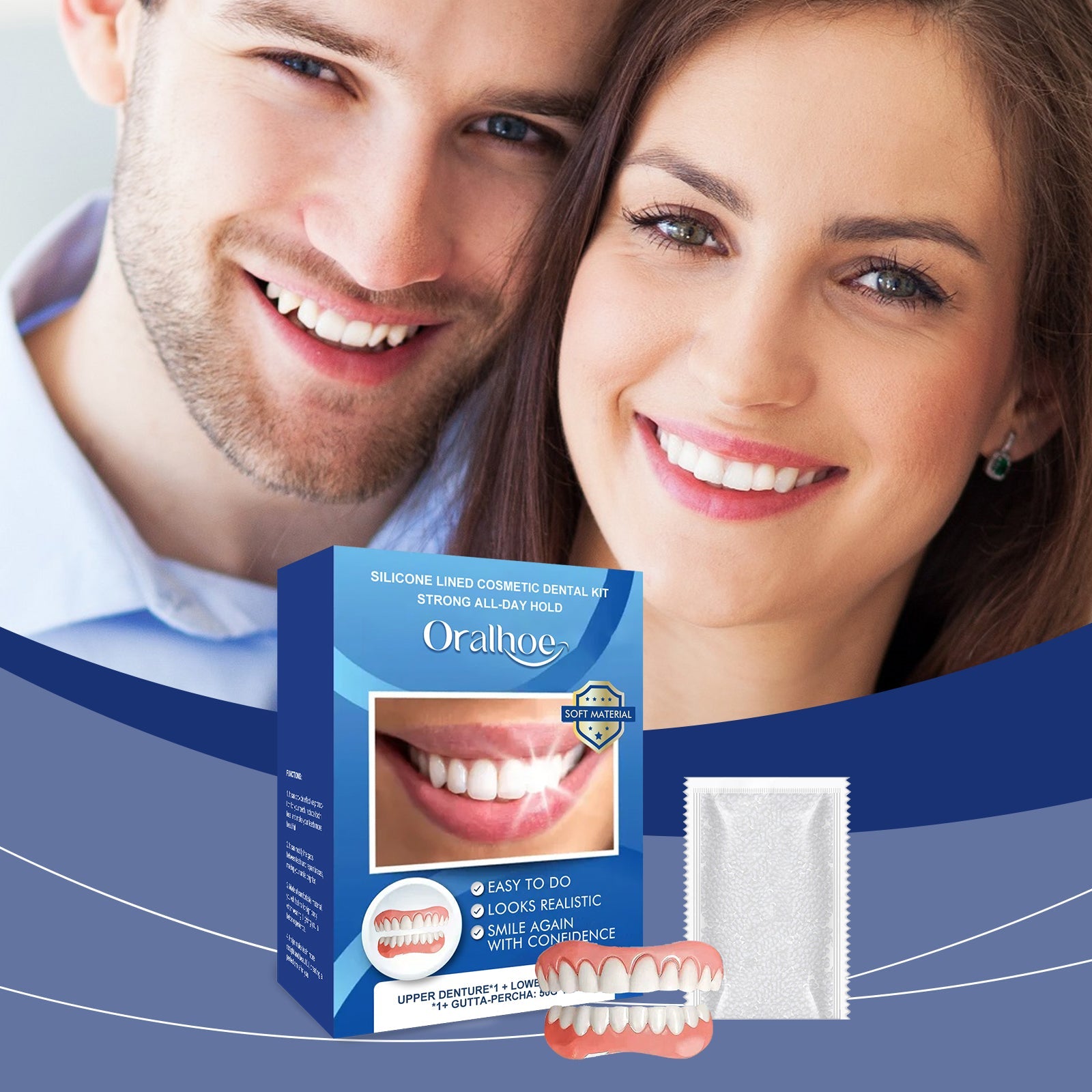 Cosmetic Dentures, Dental Cosmetic Sets To Enhance Smile Appearance Comfortable Material Dentures