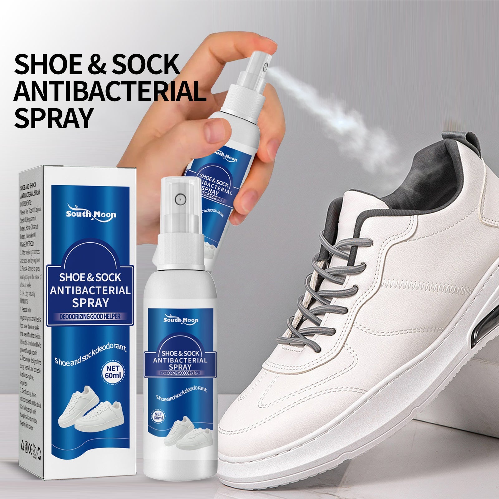 Shoe & Sock Antibacterial Spray, Shoes And Socks Clean Sweaty Feet To Odor Dry Shoe Cabinet Freshener