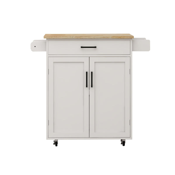 Kitchen island rolling trolley cart with 1 drawer & 2 doors with storage racks & Adjustable Shelves & towel rack