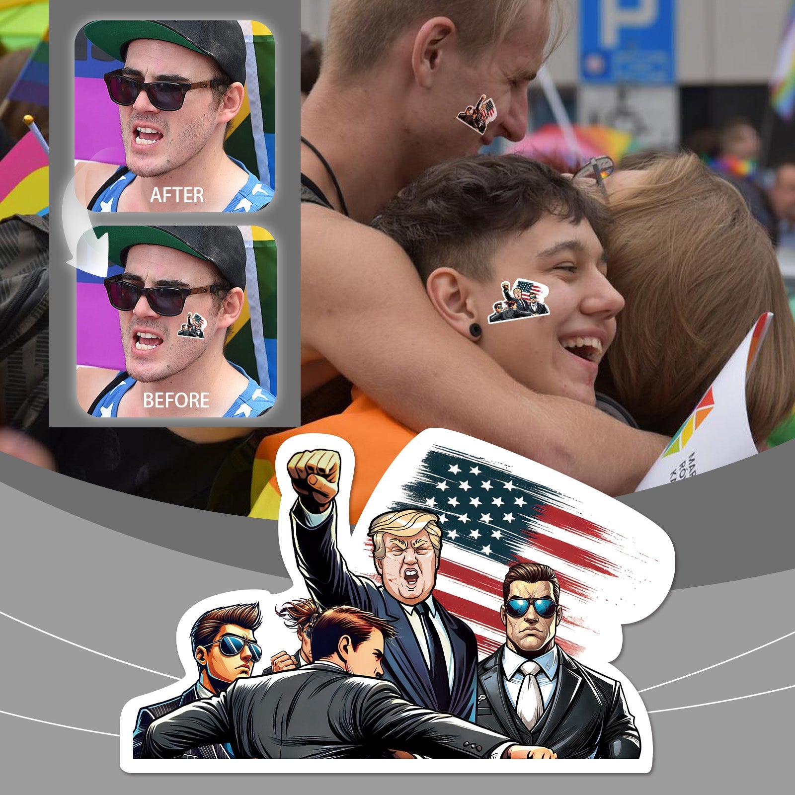 Temporary Face Stickers, Creative Stickers Fun Spoof Stickers Cup Notebook Decoration Glue