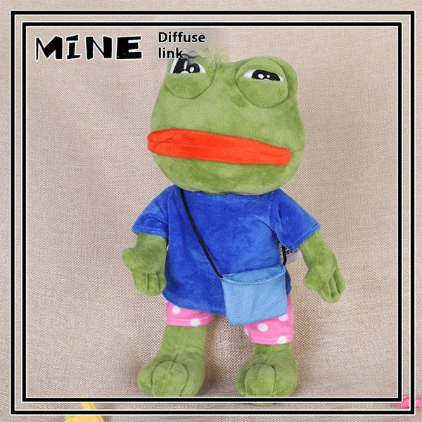 Original New Sad Frog Doll Plush Toy Juvenile Version Shoulder Bag Pepe Funny Green Frog Big Mouth Smiling Frog Boys Gifts