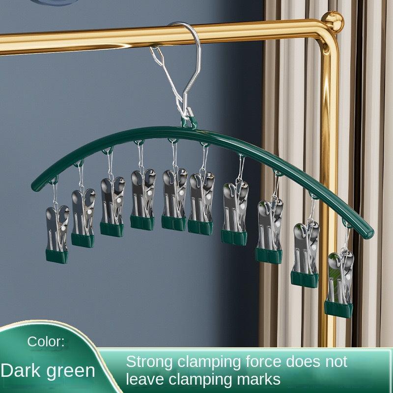 Clothes Hanger with Multiple Clips for Home Use Retractable Travel Space-Saving Indoor Bra and Panty Drying Rack Circular Design for Balcony