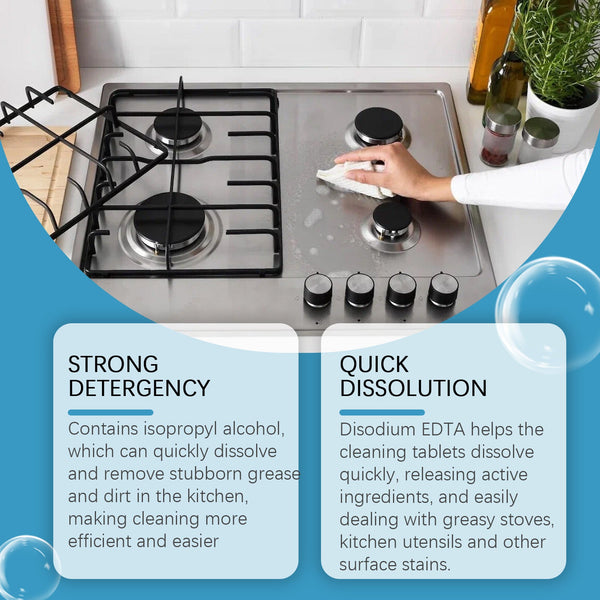 Kitchen Grease Cleaning Tablets, Home Cleaning Kitchen Stove Stains Multi-Functional Oil And Scale Removal