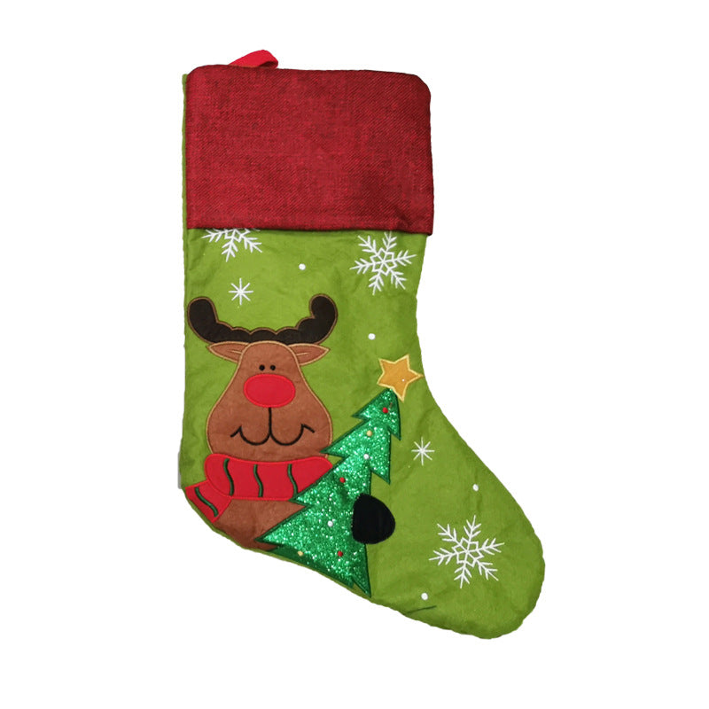 Christmas Socks Gift Bag Linen Santa Claus Embroidery Christmas Socks Christmas Gifts Christmas Pendants