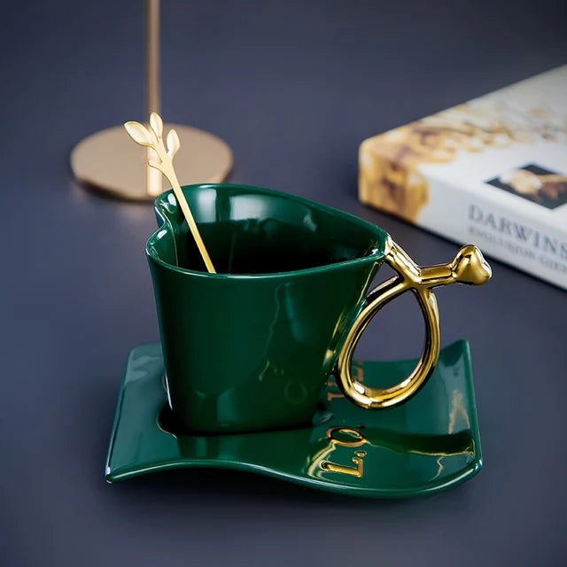 Nordic Coffee Mug Home Light Luxury Hanging Ears Love Ceramic Original Breakfast Cup Set High-value Tumbler Tea Cups Tableware