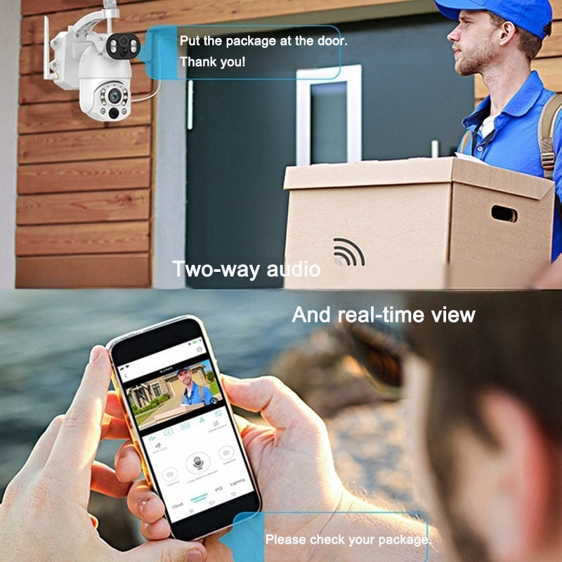 Outdoor solar monitoring camera dual lens wireless wifi remote night vision high-definition monitor