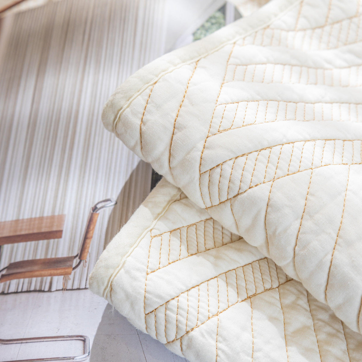 Quilted Geometric Cotton Sofa Cover, Non-Slip & Thick Padded Furniture Covers
