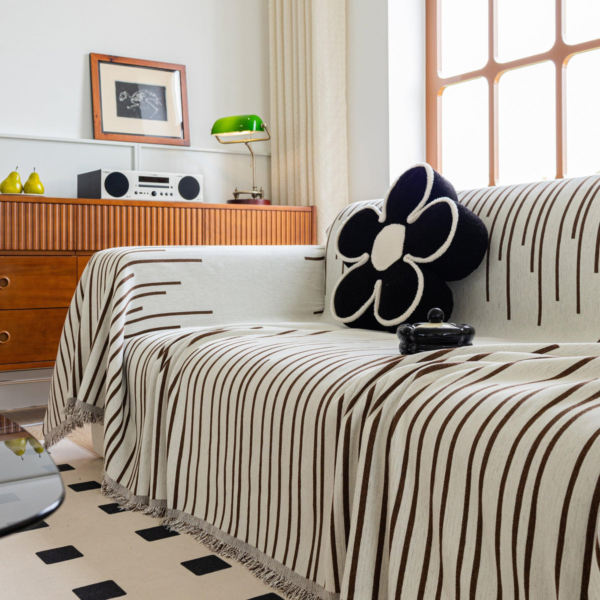 Boho Striped Jacquard Throw Sofa Slipcover Chenille Sofa Throws for Couches for Pets Kids Home Decor