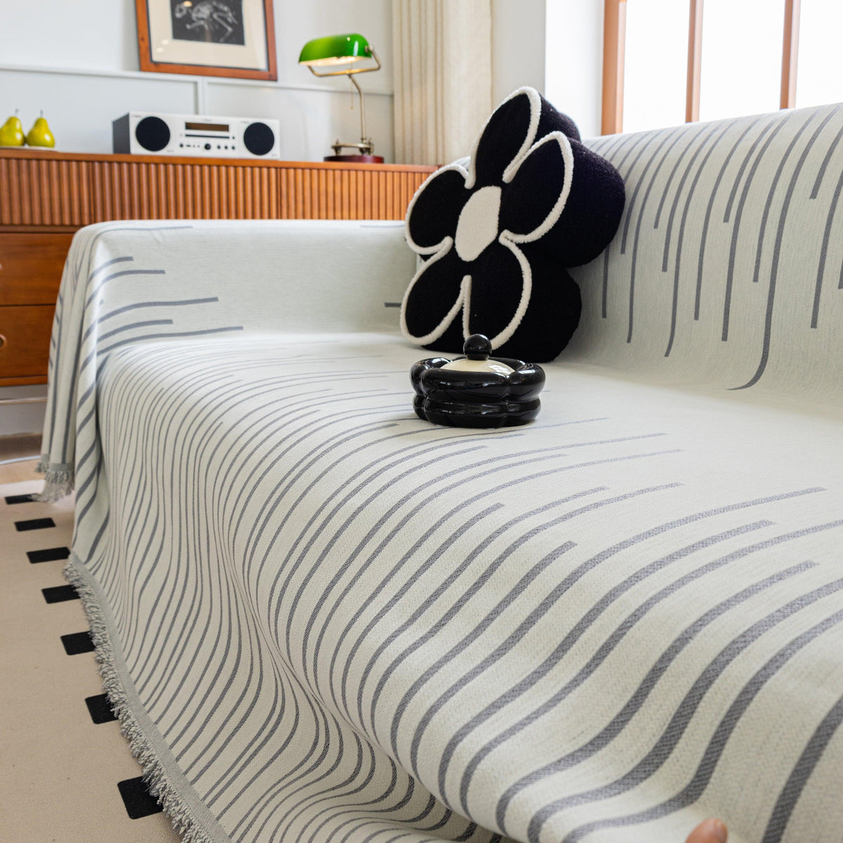 Boho Striped Jacquard Throw Sofa Slipcover Chenille Sofa Throws for Couches for Pets Kids Home Decor