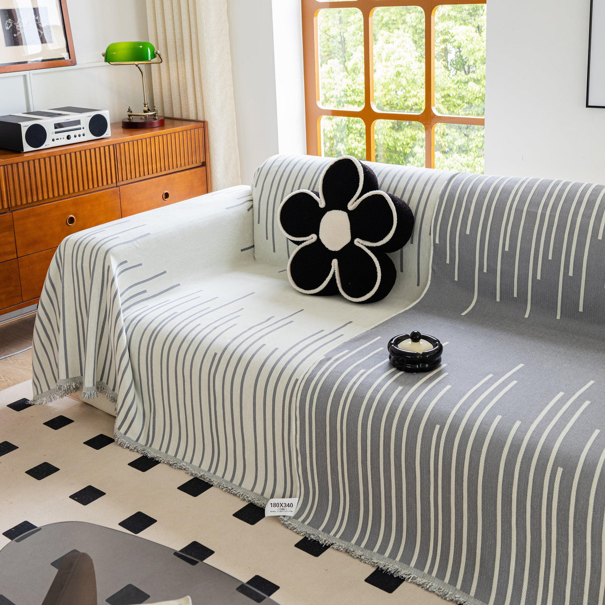 Boho Striped Jacquard Throw Sofa Slipcover Chenille Sofa Throws for Couches for Pets Kids Home Decor