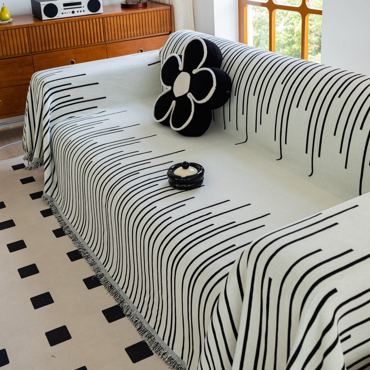 Boho Striped Jacquard Throw Sofa Slipcover Chenille Sofa Throws for Couches for Pets Kids Home Decor