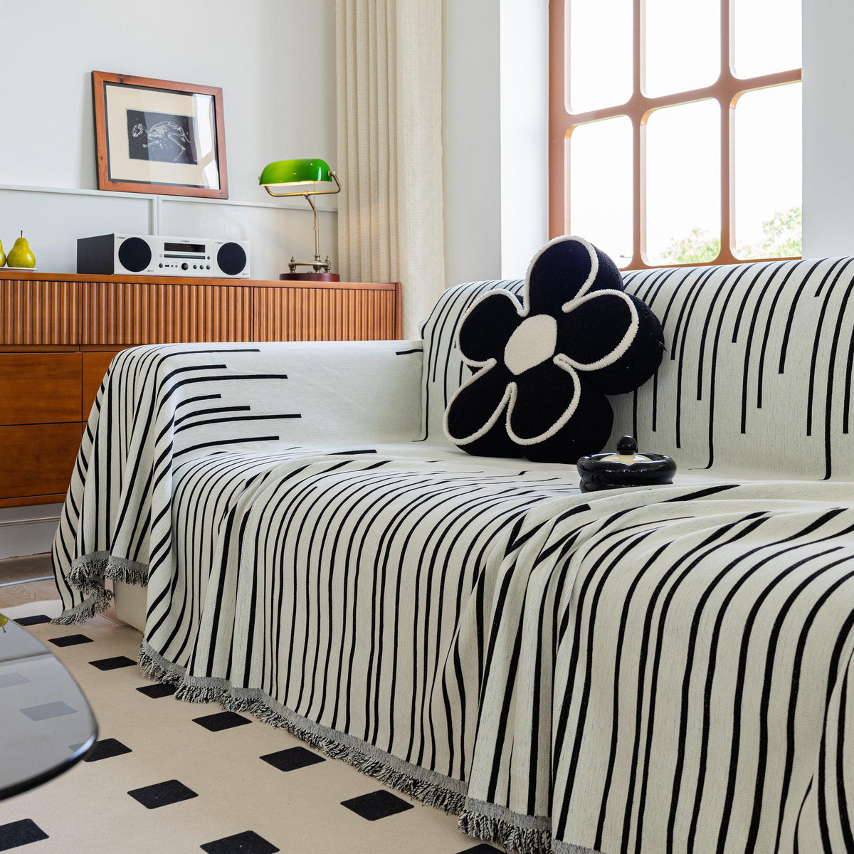 Boho Striped Jacquard Throw Sofa Slipcover Chenille Sofa Throws for Couches for Pets Kids Home Decor