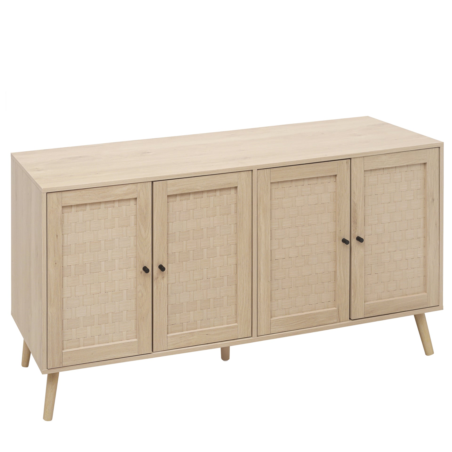4 Door Accent Cabinet Sideboard Buffet Storage Cabinet with Adjustable Shelf for Entryway Living Room Bedroom