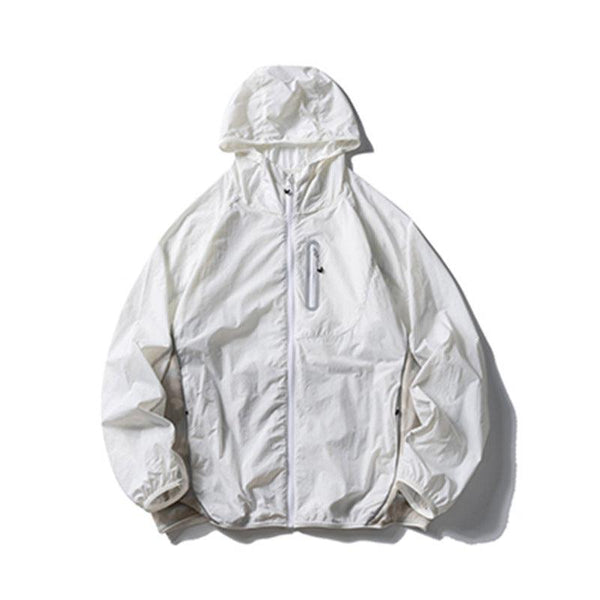 Camouflage Spliced Thin Hooded Sun Protection Clothing Men's Outdoor Sports Reflective Design Casual Jacket Trendy