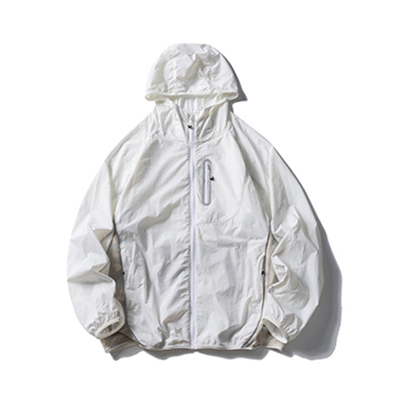 Camouflage Spliced Thin Hooded Sun Protection Clothing Men's Outdoor Sports Reflective Design Casual Jacket Trendy