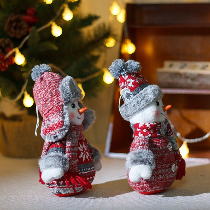 Doll Lei Feng Hat Scarf Snowman Doll Window Display Cute Christmas Snowman Cloth Doll